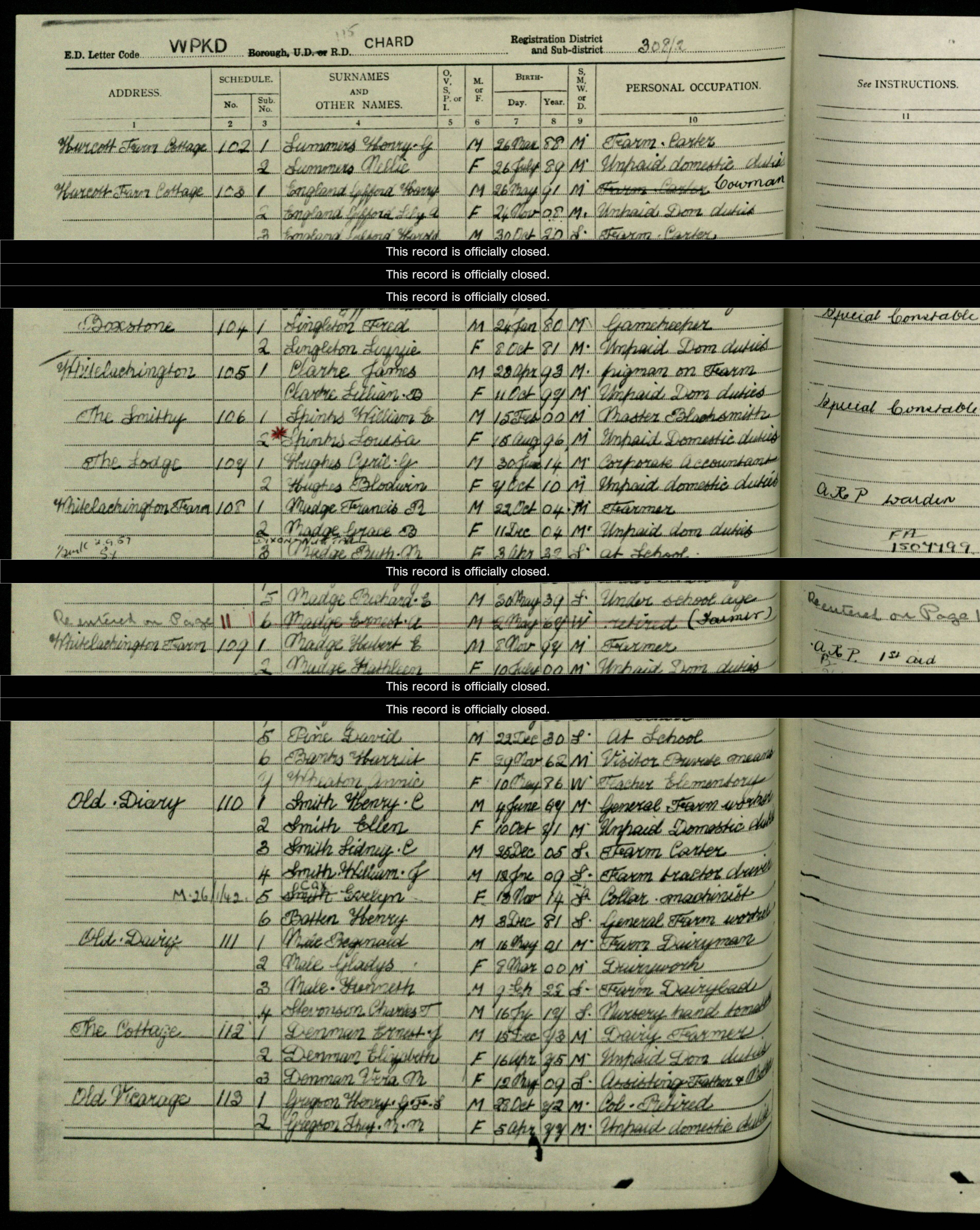 1939 Register entry
